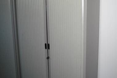 tambour cupboard with shelves and filing grey metal newbury berkshire