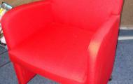 red fabric reception tub chair on wheel newbury berkshire