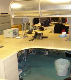 used 1600mm corner desk maple overhead storage newbury berkshire 