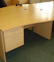 used light beech wave desk panel end legs fixed pedestal berkshire