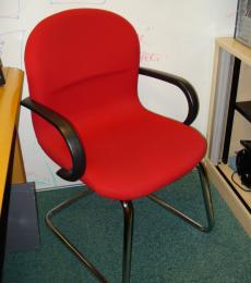 used cantilever sleigh base meeting visitor chair red fabric newbury basingstoke 