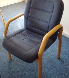 wood framed meeting chair with arms blue fabric newbury berkshire