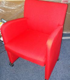 red fabric reception tub chair on wheel newbury berkshire