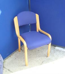 Natural  Beech Meeting Chair without Arms in Dark Blue