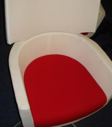 White/Red Reception/ break out chair on swivel base with arms, used