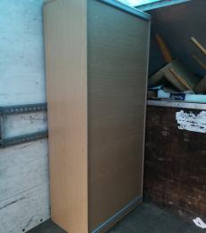 tall vertical roll front cupboard with adjustable shelves light oak newbury berks 